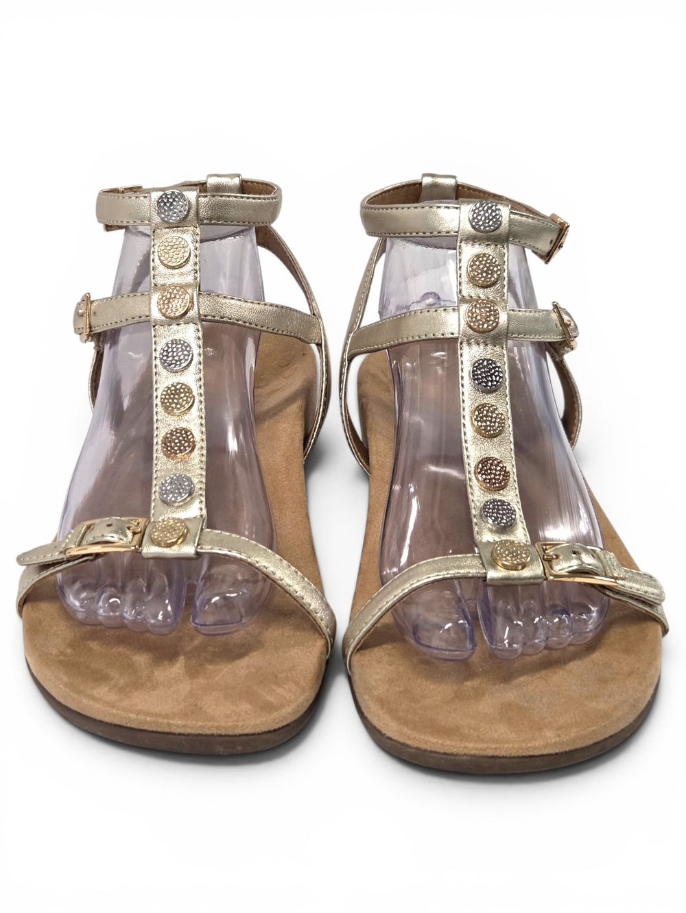 Vionic Hailey Metallic Studded Gladiator Sandals Size 10 EUC